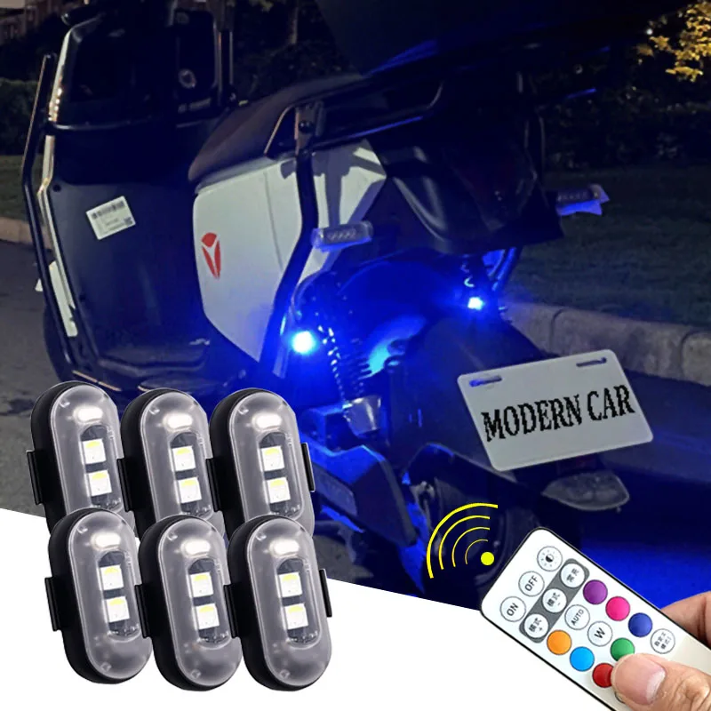 Drone Strobe Light - ไฟแฟลชรถยนต์ LED ควบคุมระยะไกลไร้สายไฟเตือนเครื่องบิน7สี2/4/8ชิ้นโดรนอาร์ซีบอกสถานะไฟกระพริบสำหรับรถจักรยานและรถจักรยานยนต์