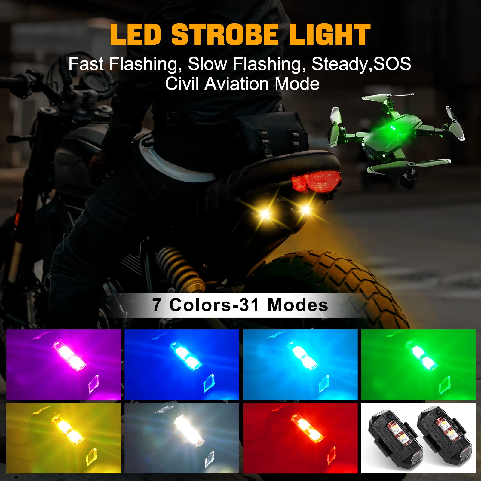 Drone Strobe Light - ไฟมอเตอร์ไซค์ ไฟโดรน ไฟแฟลช LED แบบ USB