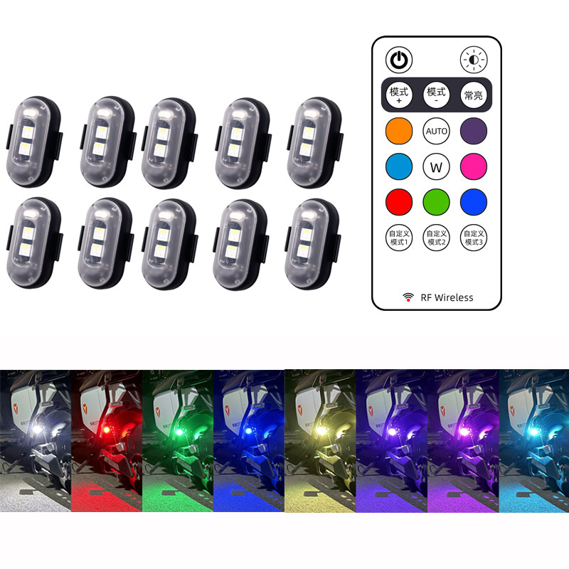 Drone Strobe Light - โดรน LED ไร้สาย8สี4X 10X ไฟแฟลชรถยนต์สำหรับรถจักรยานยนต์รถยนต์รถจักรยานรีโมทคอนโทรลไฟเตือนไฟส่งสัญญาณชาร์จ USB
