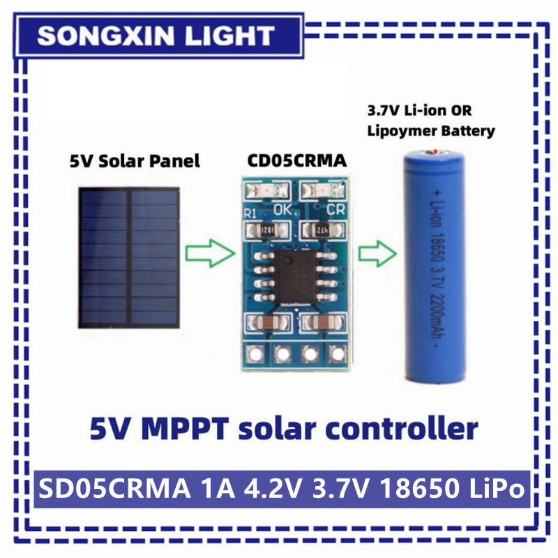 Drone Solar Charger - MPPT คอนโทรลเลอร์ชาร์จพลังงานแสงอาทิตย์ 1A 4.2V 3.7V 18650