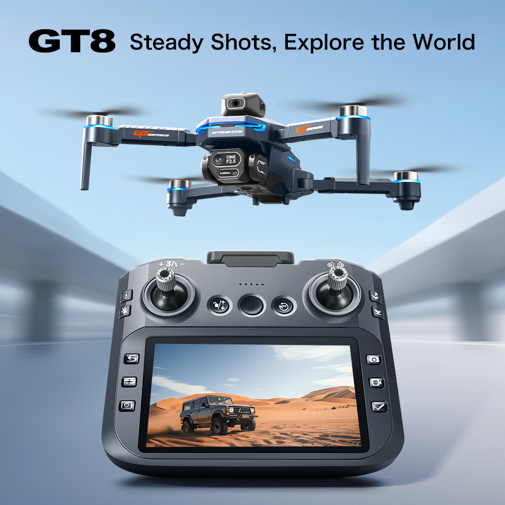 Drone Controller Screen - โดรนบินหลบหลีกสิ่งกีดขวาง GT8 – โดรนควอดคอปเตอร์แบบไร้แปรงถ่าน HD พร้อมรีโมทคอนโทรลหน้าจอขนาดใหญ่